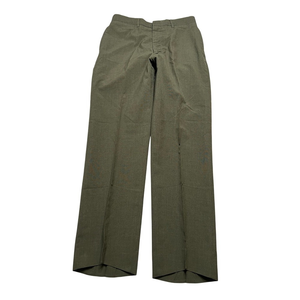 Vintage‎ Military Dress Trousers Olive Green Straight Ideal Zipper KL Sayles 30